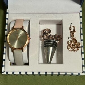 Nib Sailor Jane Watch Rose Wine Stopper Keychain Gift Set Boxed Chic Novelty
